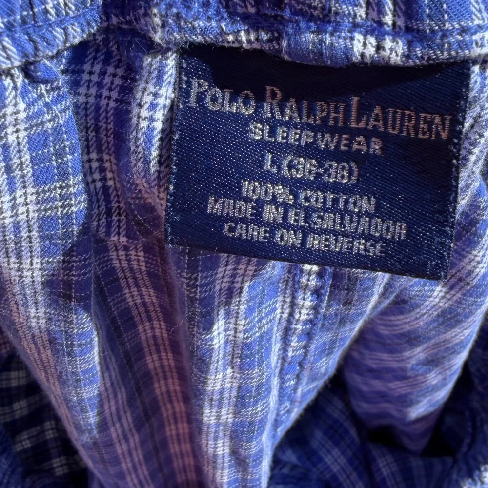 Polo Ralph Lauren Sleepwear Men's Plaid Cotton Pajama Pants Pony Large 30x24